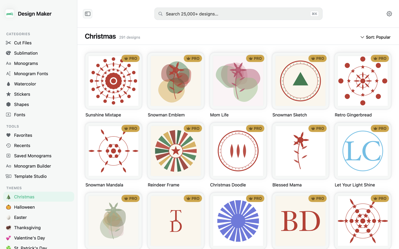 Browsing the themed design library