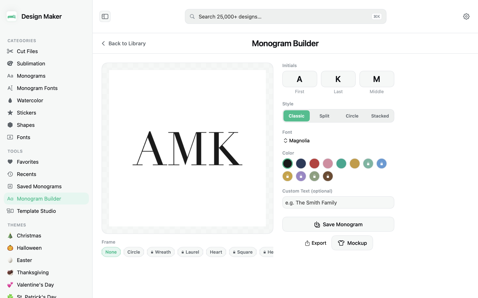 The custom monogram builder